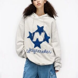 Aelfric Eden Gray Hoodie with Blue Star Design